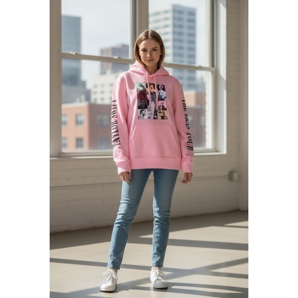 Tops - Taylor Swift The Eras Tour Pink Hoodie Fan Merch sz. XS Inspired Multi-Era Soft